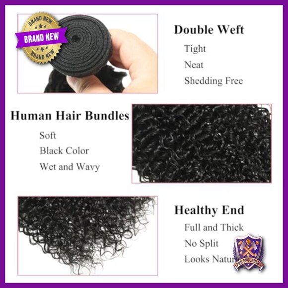Water Wave Human Hair Bundles with Lace Closure 100% Brazilian Virgin Hair main image 5